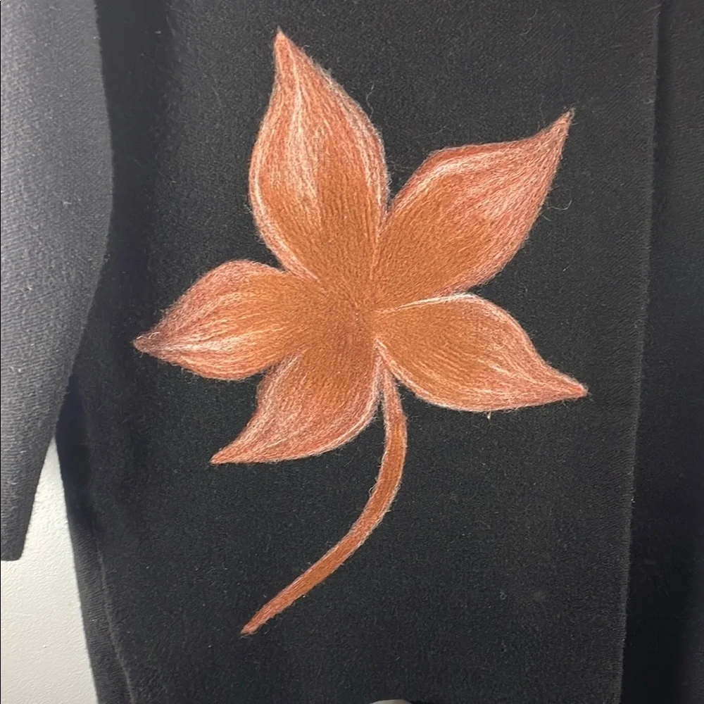 Sioni Black Floral Open Cardigan Size XL